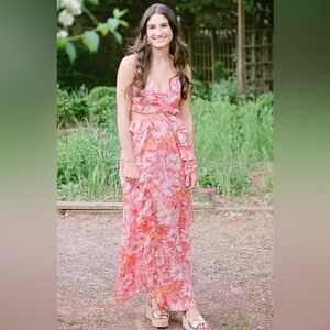 Floral dress with cutouts